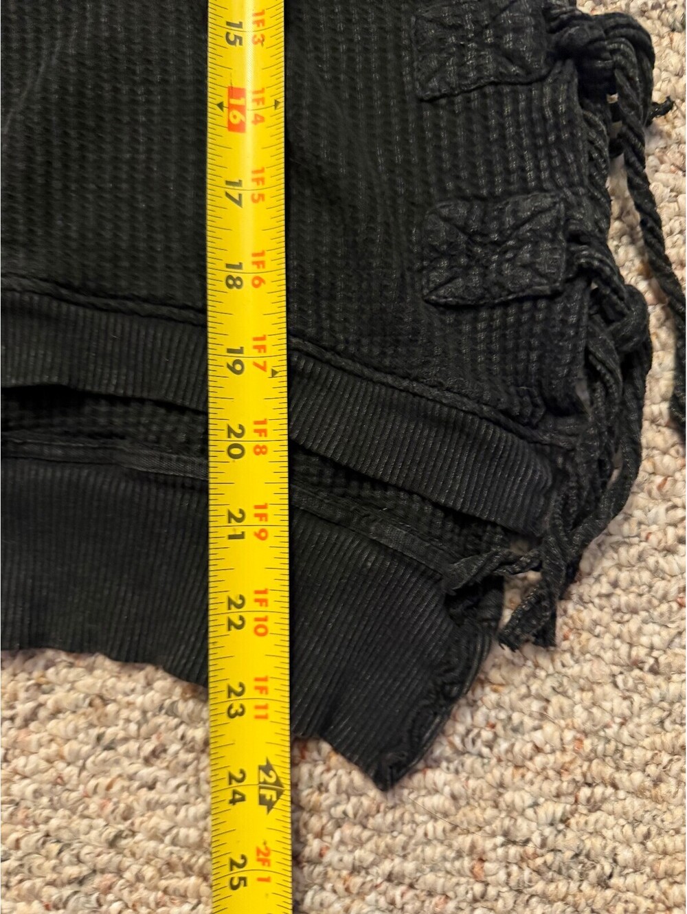 Free People black waffle knit high low long sleeve - Picture 5 of 6